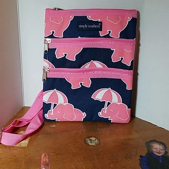 Simply Southern Elephant Umbrella Blue & Pink - Picture 1 of 5